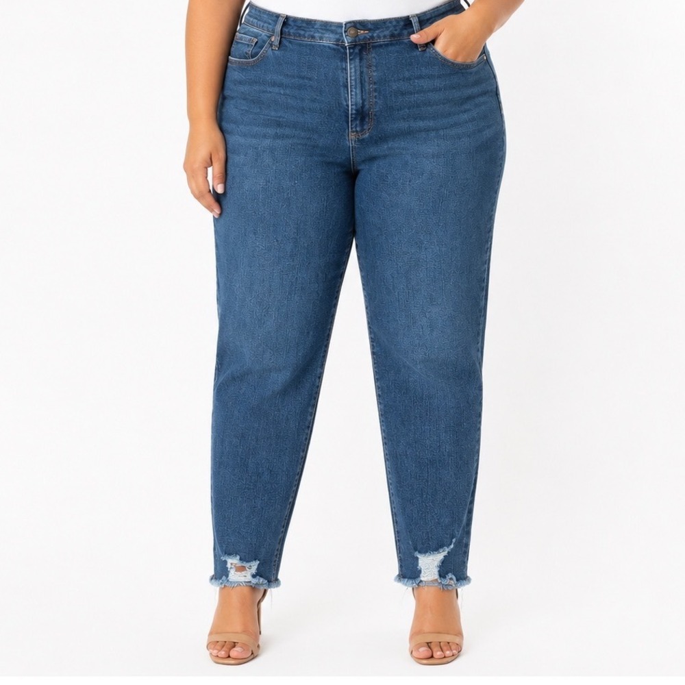 Sofia Jeans by Sofia Vergara Rosa Curvy Ankle Distressed Hem Jeans Blue Size 20